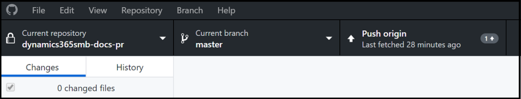 a screenshot of GitHub Desktop with a push notification