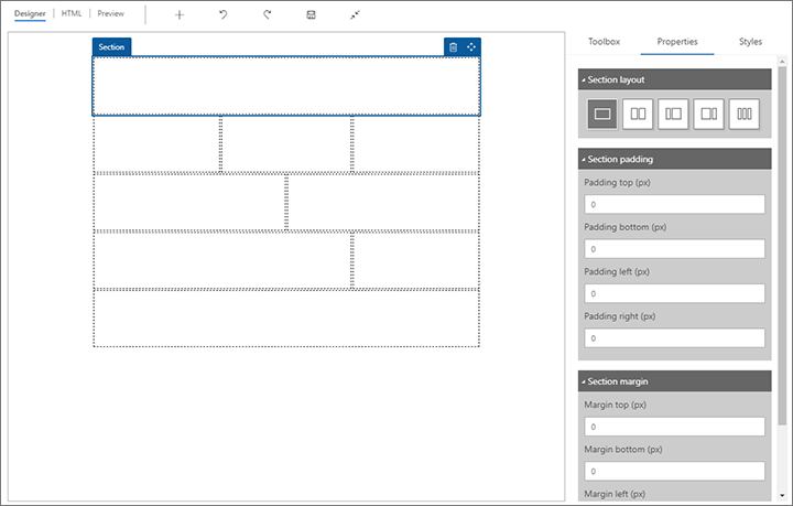 Configure a section element