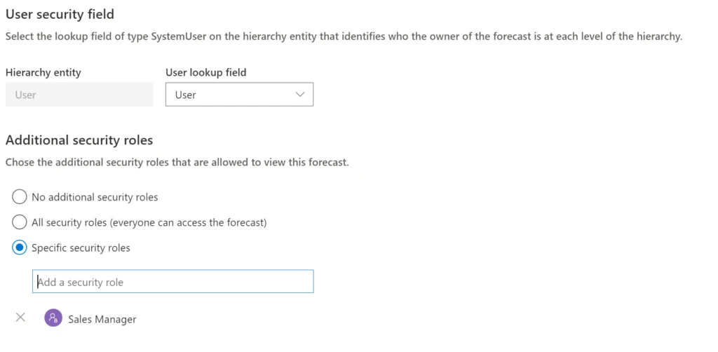 Dynamics 365 security selection.