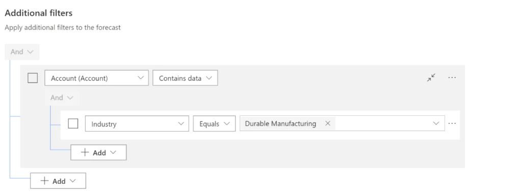 Additional filters in Dynamics 365.