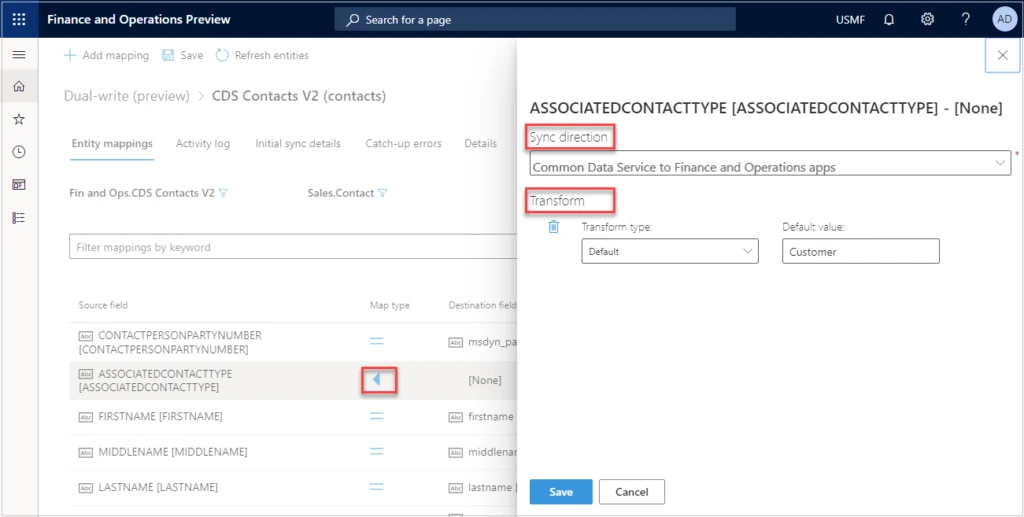 Dual write in Dynamics 365.