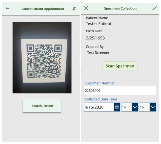 Purpose-built testing app provides a quick and simple way of locating a patient through the automated QR code