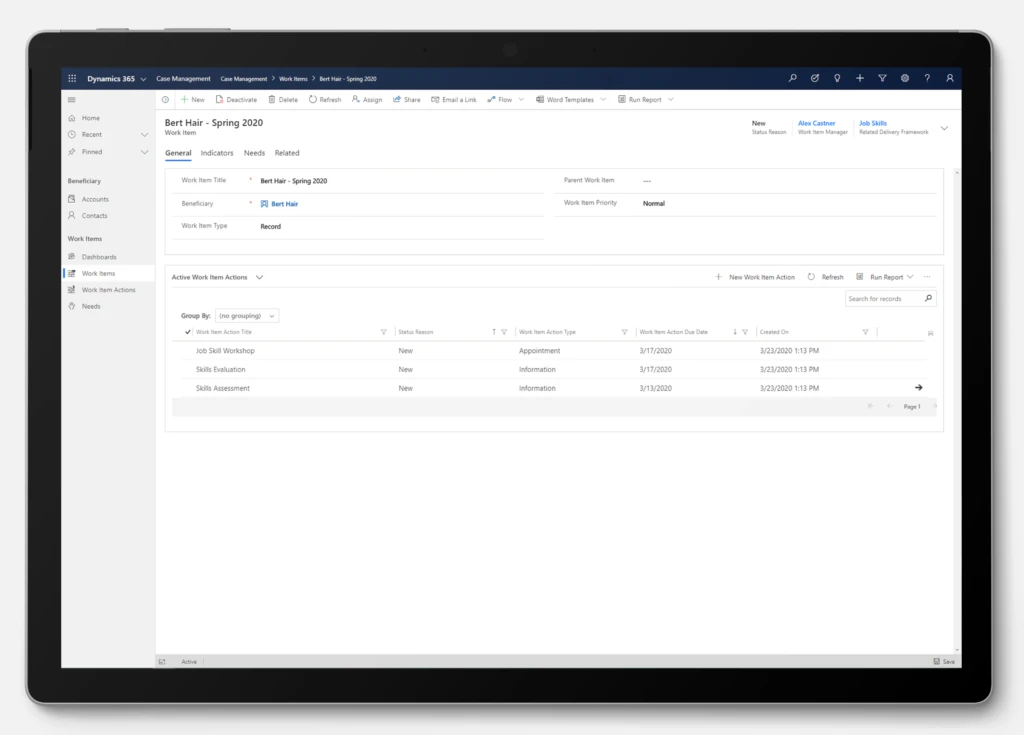 a screenshot of case management model extension