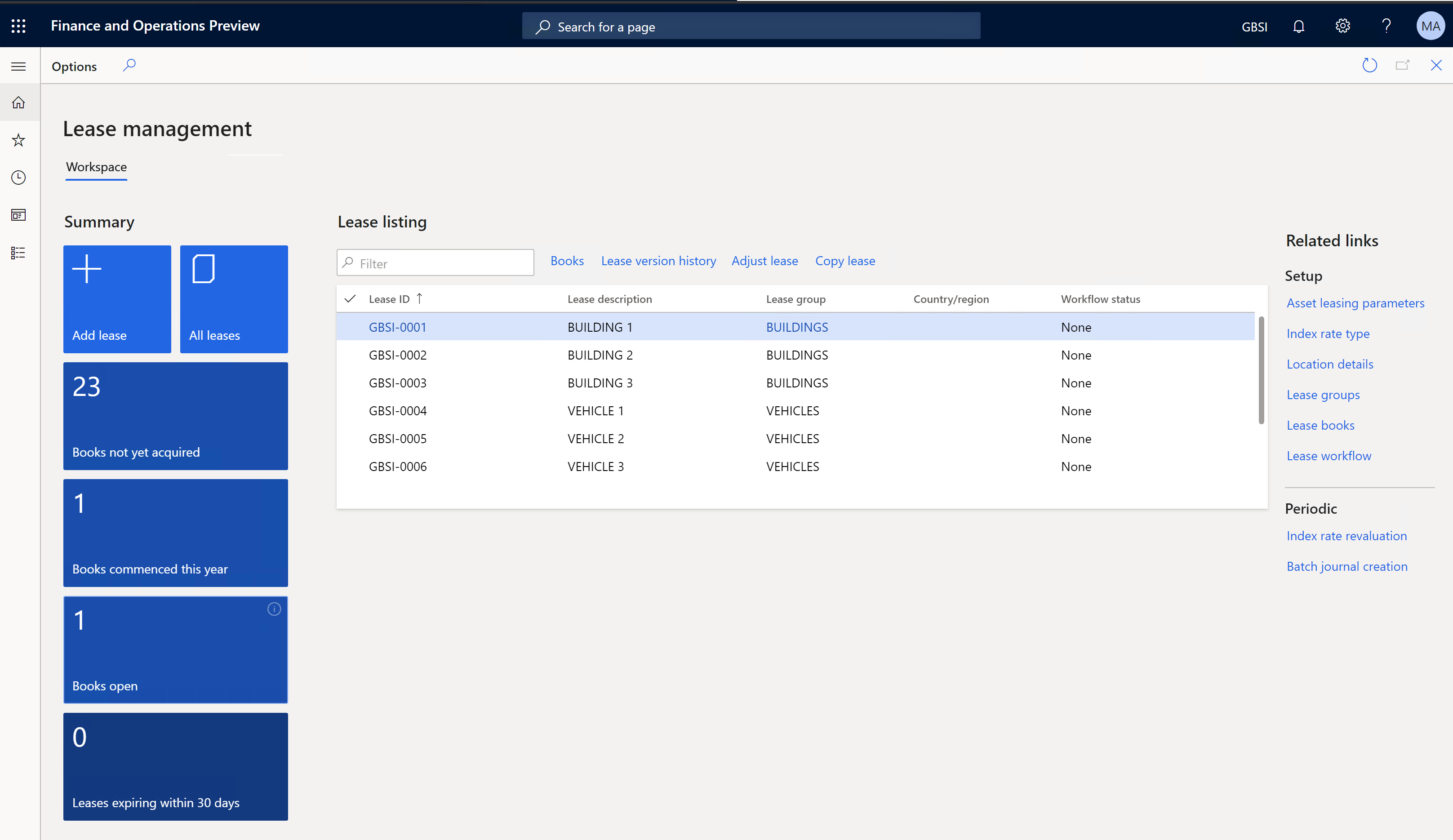 Screenshot of Finance and Operations collections process automations