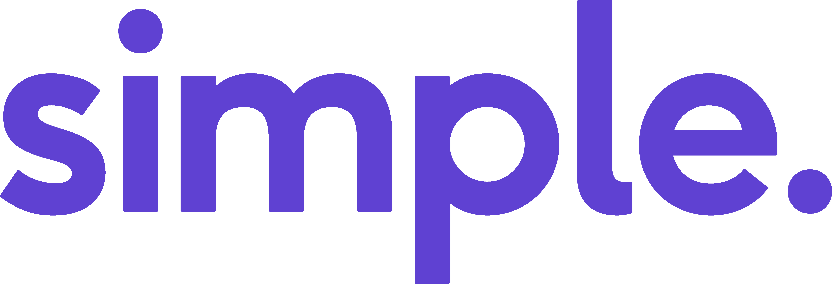 Simple company logo in purple text