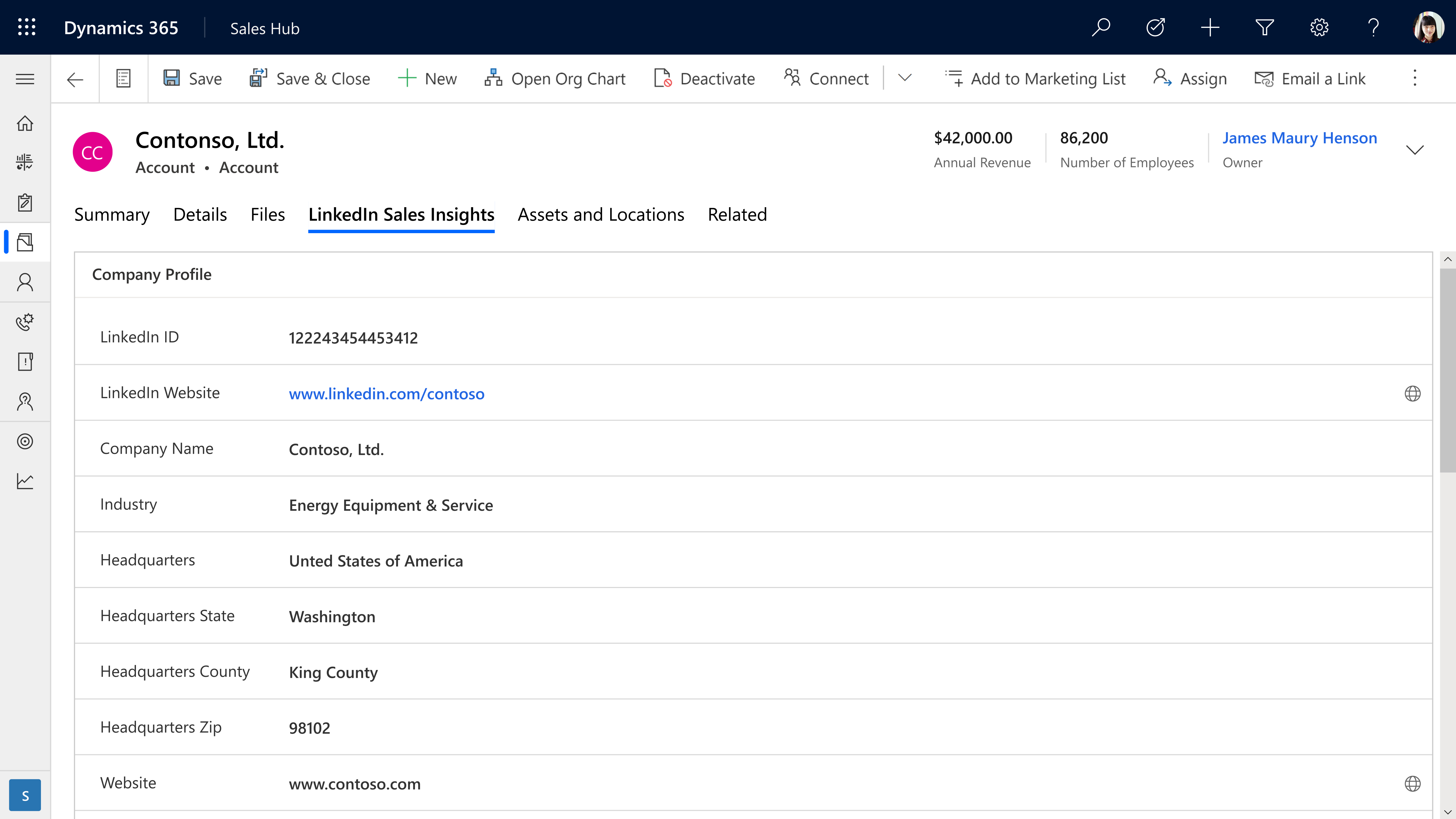 LinkedIn Account Data within Dynamics 365 Sales