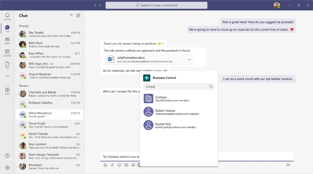 Business Central app for Microsoft Teams
