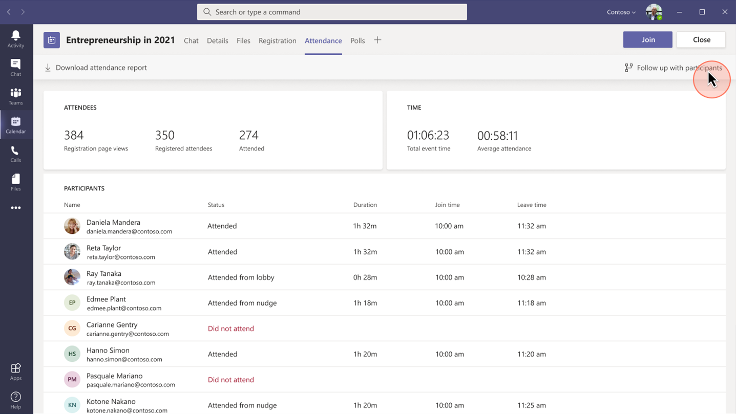 With a single mouse click, transfer attendee engagement data seamlessly into Dynamics 365 Marketing