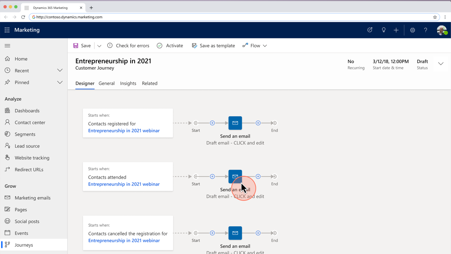 Attendee engagement data is automatically populated into pre-built, commonly used segments and journeys