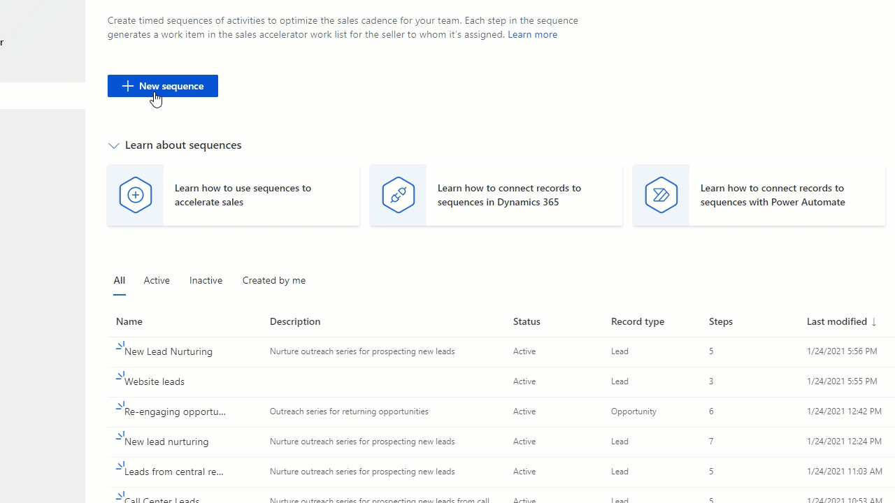 Create automated sequence for basic sales tasks