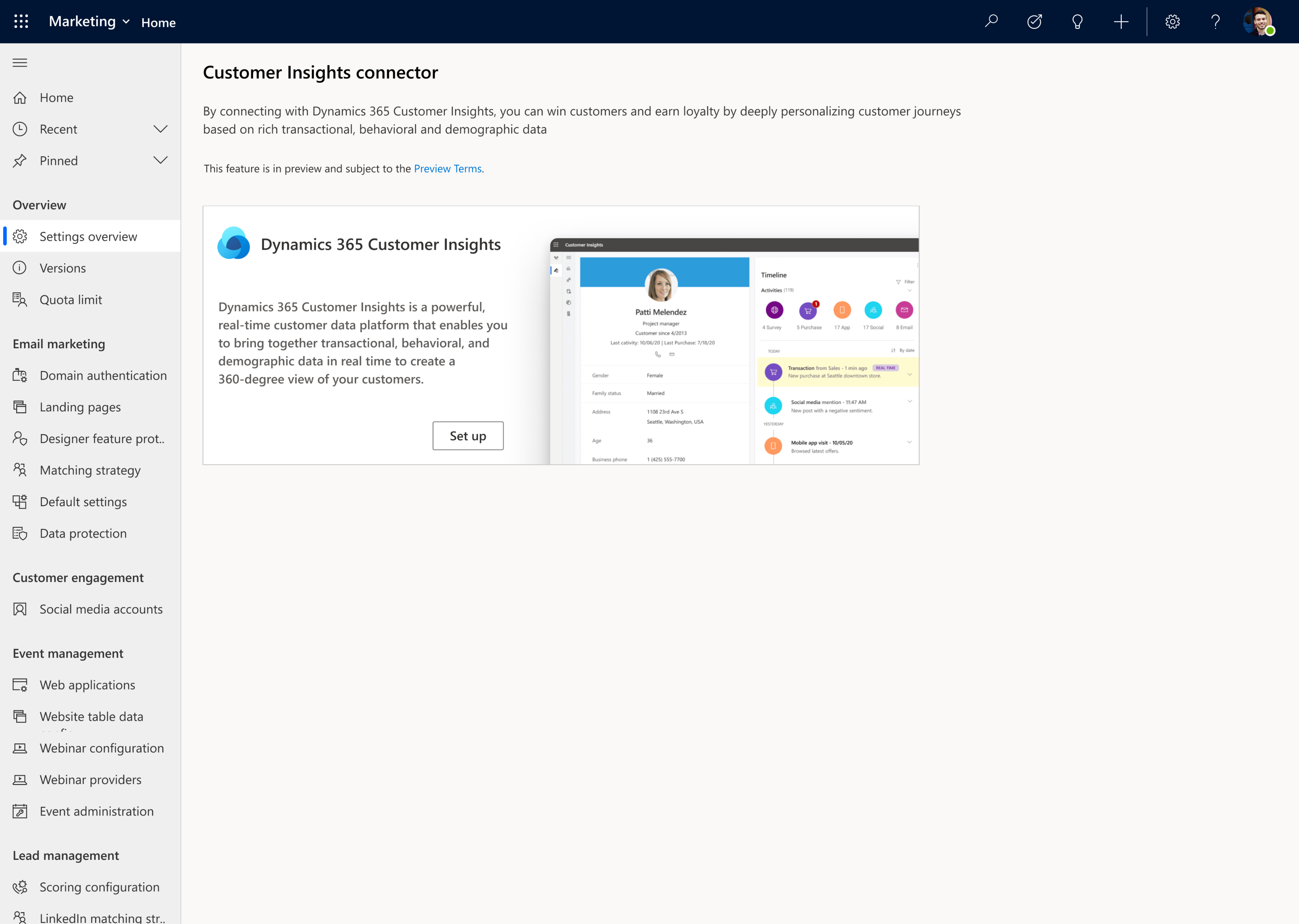 From Dynamics 365 Marketing you can seamlessly connect with Dynamics Customer Insights and use that profile and segment data to fine tune your journeys.