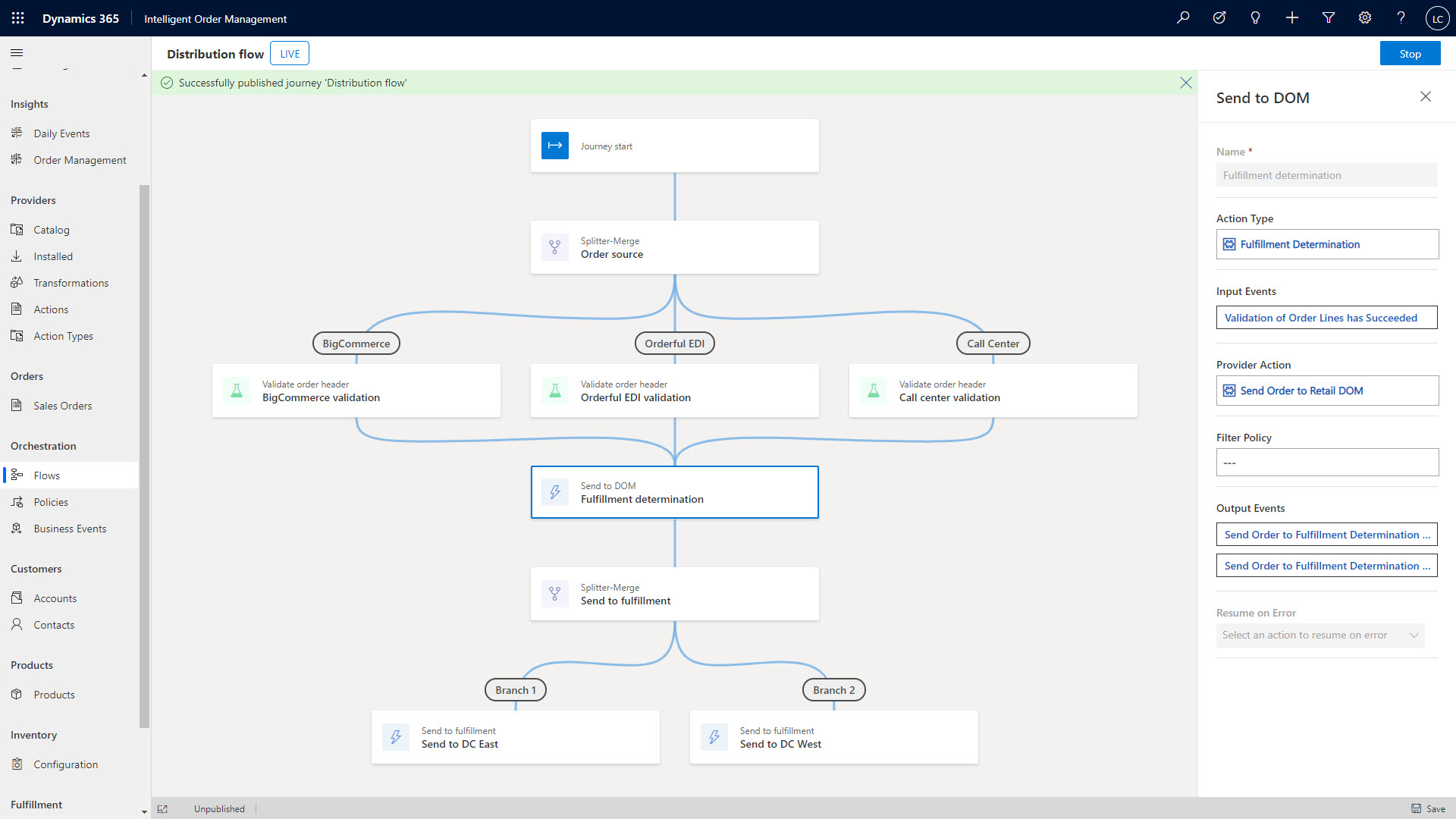 an example of how the order orchestration designer tool can help modify the order journey