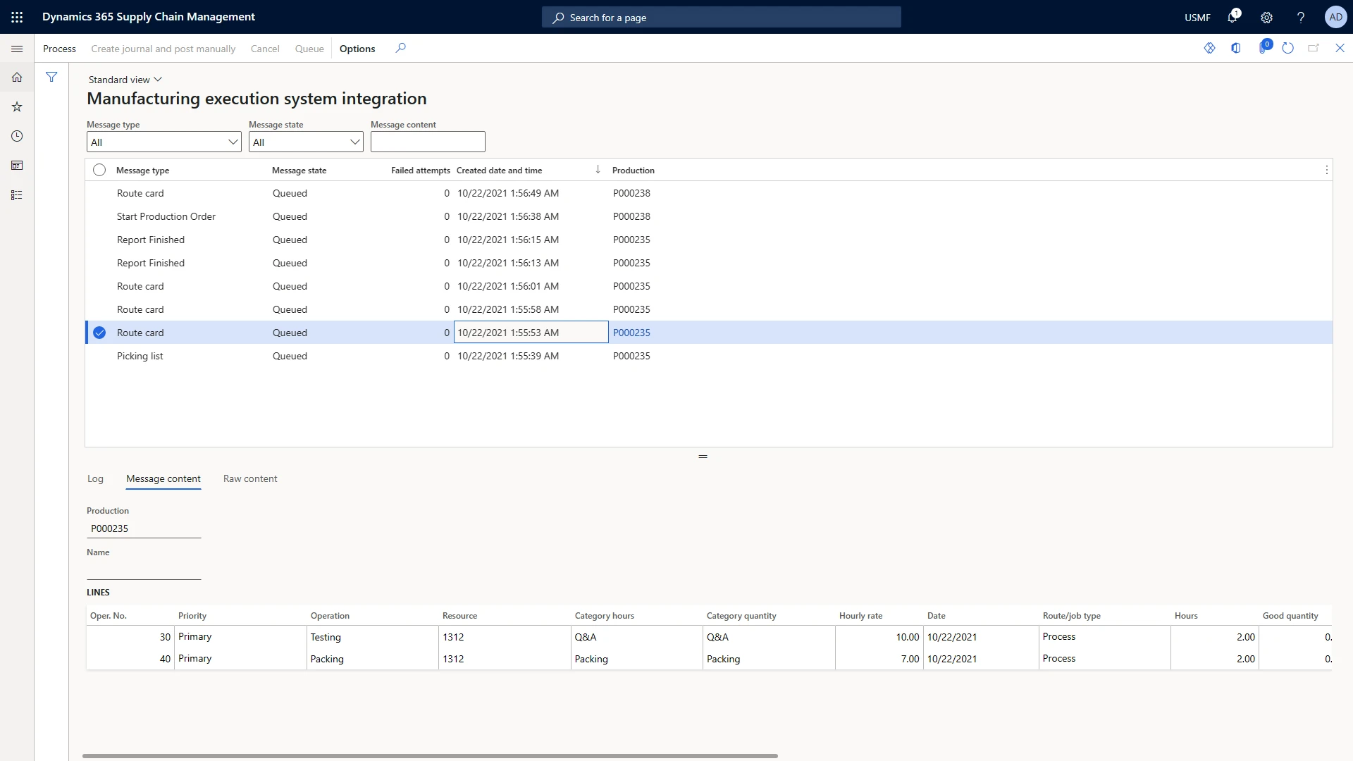 Manufacturing execution system integration