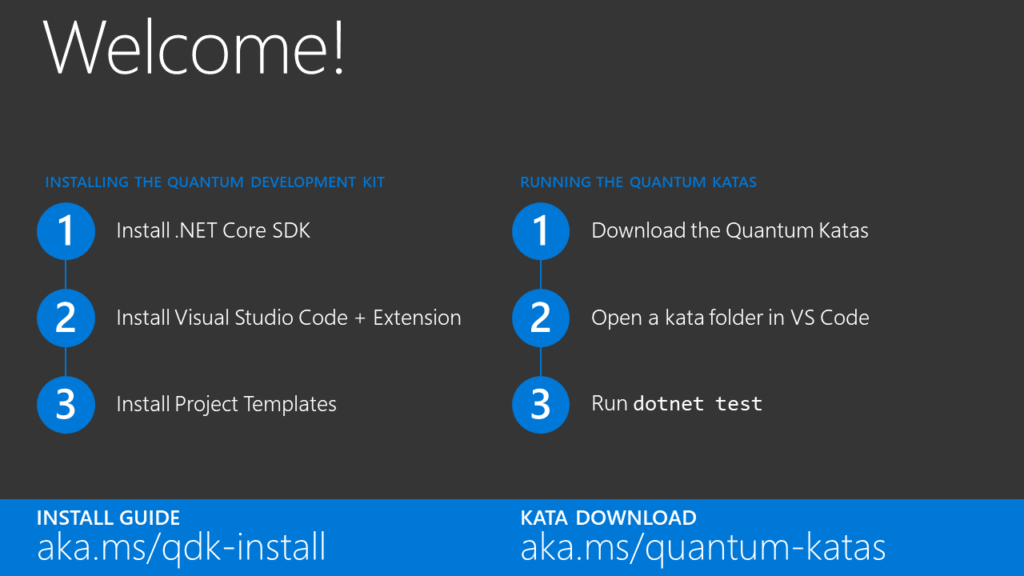 Welcome slide - Getting started with the Quantum Development Kit