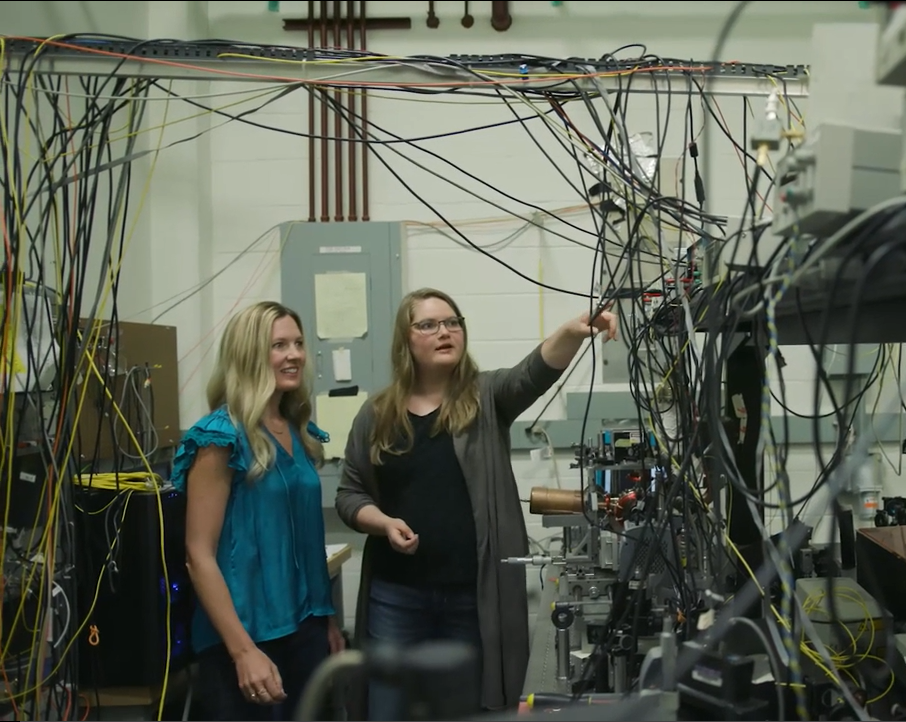 Krysta Svore and Jennifer Lilieholm in quantum lab at University of Washington